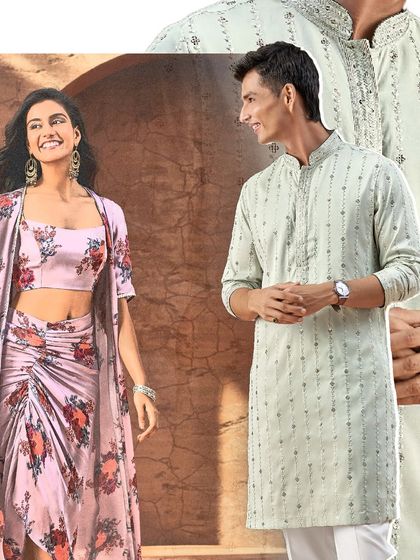 Elegance stitched with subtle charm. This mint green kurta with delicate embroidery is a perfect pick for day functions, offering an effortlessly classy aesthetic.