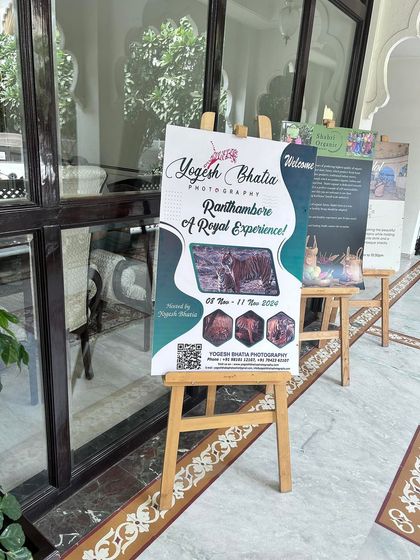 Our Ranthambore workshop poster. We offer a royal experience with luxury stays and incredible wildlife sightings, ensuring a comfortable and productive trip.