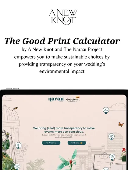 Introducing The Good Print Calculator, a tool we developed with The Naarai Project to provide transparency on your wedding's environmental impact.