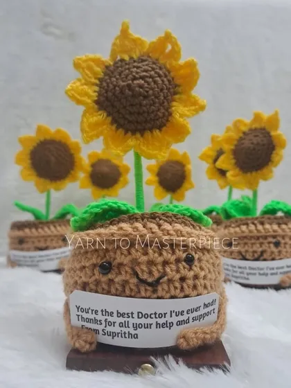 A gift should feel personal, which is why I created these potted sunflowers that come with a custom message. This one was for a beloved doctor, but I can personalize the note for a teacher, friend, or anyone who has helped you grow.