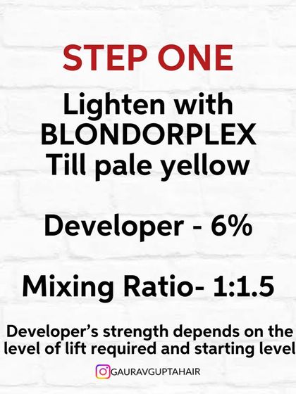 Step One for the Peekaboo Purple. We lighten only the sections underneath with Blondorplex.