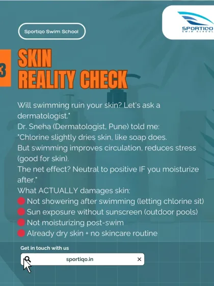 A skin reality check from a dermatologist. Chlorine can dry skin, but simple steps like moisturizing after swimming negate this effect.