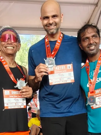 Celebrating podium finishes together at the Satara Hill Half Marathon. A win for one is a win for the whole team.