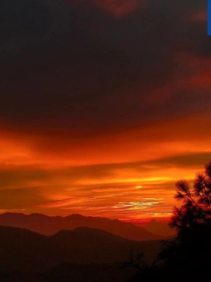 A fiery sunset over the mountains. These spectacular moments are part of the magic of writing in the Himalayas.