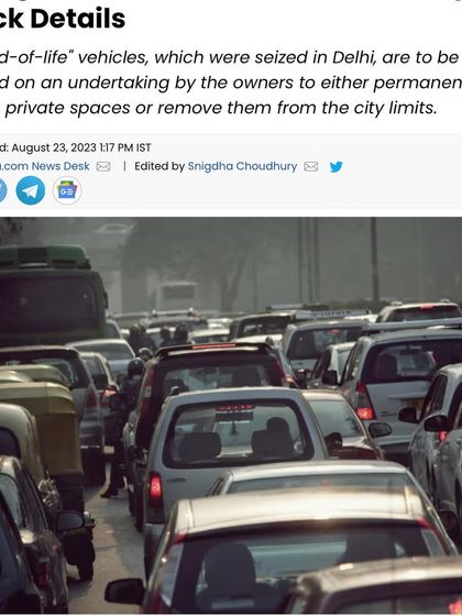 An India.com news report on the release of seized 'end-of-life' vehicles, a matter of significant public interest where we successfully represented vehicle owners.