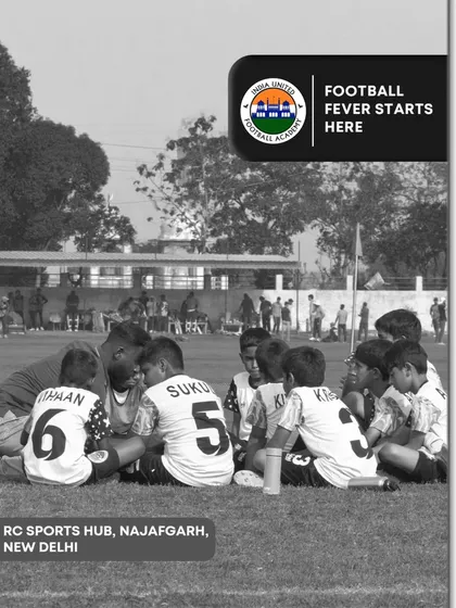 A team talk at our RC Sports Hub center in Najafgarh, New Delhi. Our coaches are mentors who guide players on and off the pitch.