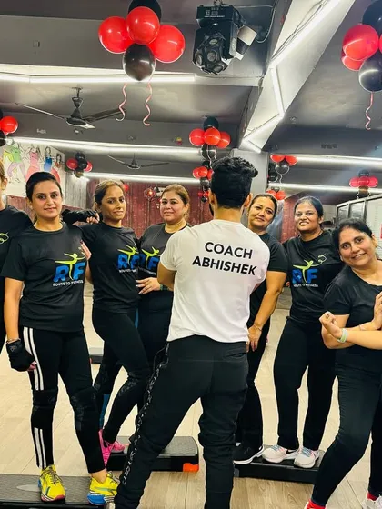 Here I am with my amazing stepper gang. This picture captures the strong bond and team spirit we have in our classes.