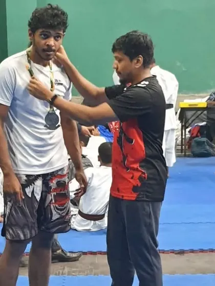Receiving my Silver medal at the BJJ Nationals organized by the MMA Federation of India.