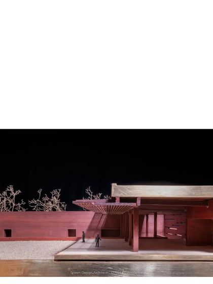 A model of the entrance to our Tirrupur house. The studio's focus on handmade models allows us to explore craft, material, and the quality of light in a tactile way.