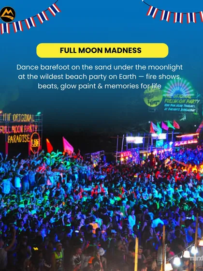 Ever wanted to experience a real Full Moon Party in Thailand? I make sure it happens. We dance barefoot on the sand with fire shows, great music, and memories for life.