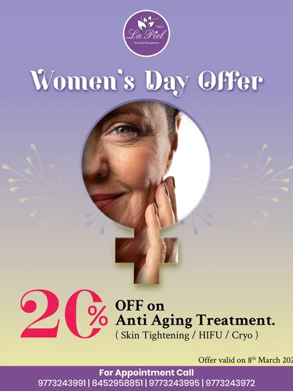 To celebrate Women's Day, we offered a special discount on our advanced anti-aging treatments, including Skin Tightening, HIFU, and Cryotherapy, to help women gift themselves the care and confidence they deserve.
