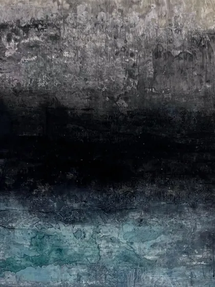Titled 'Don’t Hold the Thought', this abstract explores the space between thoughts. I used layers of black, white, and blue to create a moody, atmospheric landscape that invites introspection and calm.
