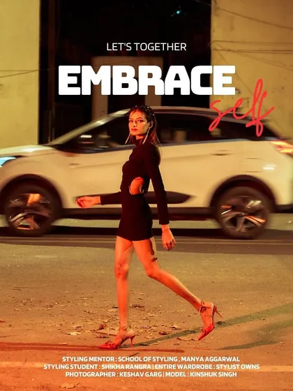 This shot is from a portfolio created by one of my students, themed 'Embrace Self'. My mentorship focuses on helping you build a professional fashion styling portfolio that gets you noticed and hired.