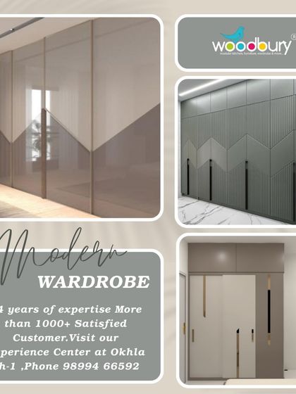 Here are a few ideas for modern wardrobes, featuring geometric patterns and dual-tone finishes to add a unique touch to your space.
