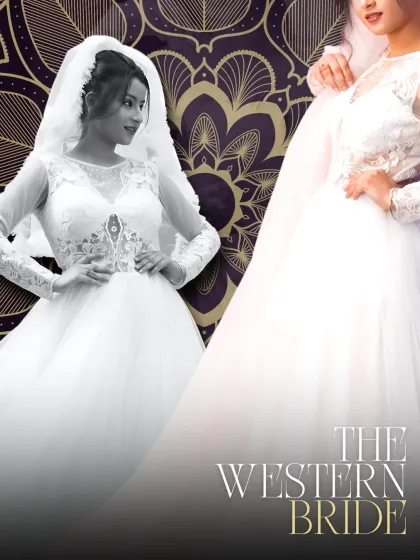 Another view of "The Western Bride" gown. This piece is all about creating a dreamy, ethereal look with its flowing skirt and delicate lace details, designed to make a bride feel special.