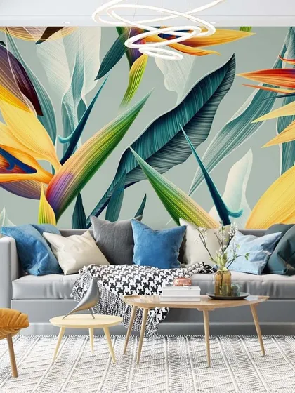 A vibrant and artistic wallpaper featuring the iconic Bird of Paradise flower. The bright colors and bold design make a stunning statement.