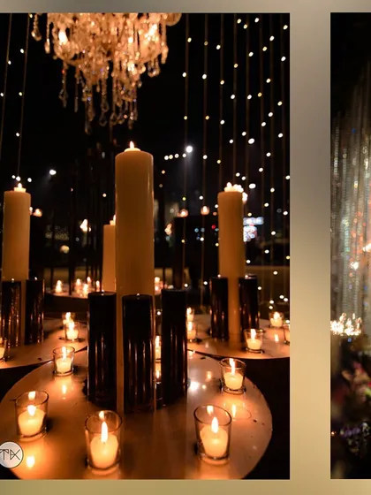 A detail shot of candles and hanging crystals, two elements I frequently use to add a sense of romance and magic to my designs.