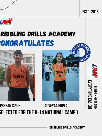 Another proud announcement. Preran Singh and Adveyaa Gupta selected for the U-14 National camp, representing the highest level of youth basketball.