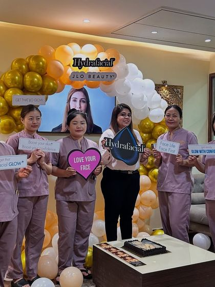 My team celebrating the launch of the HydraFacial JLo Beauty booster at the clinic. We are all excited to bring this celebrity-favorite treatment to our clients, helping them achieve that famous radiant glow.