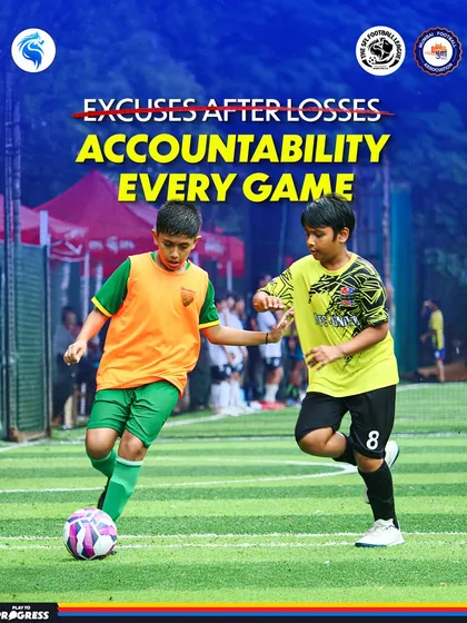 Our philosophy is simple: no excuses, just accountability. This graphic represents a core value I instill in every player to own their game, learn from losses, and grow with every match.