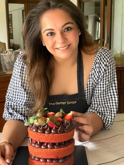 Celebrating the heart and soul of The Better Binge, me! It's always fun to bake my own birthday cake, and this year was a delicious red velvet creation.