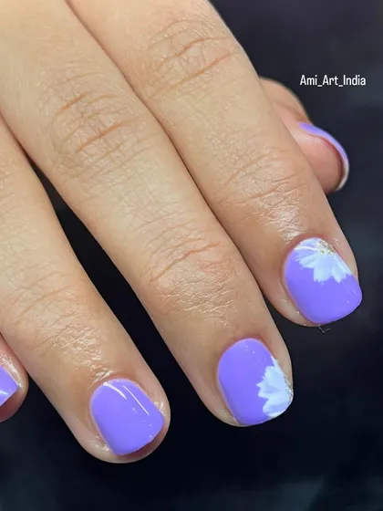Simple and sweet flower art on a lovely purple base.