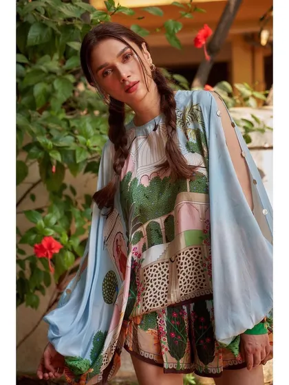 Another view of the Limerick printed set, perfect for someone who loves unique, high-fashion pieces.