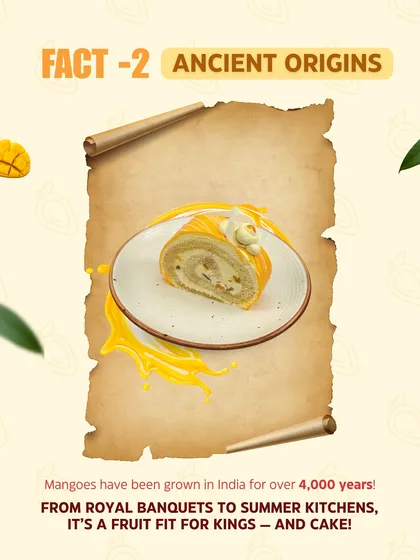 Mangoes have been part of India's history for over 4,000 years. We honor this ancient heritage by incorporating the fruit fit for kings into modern desserts like our Mango Swiss Roll.