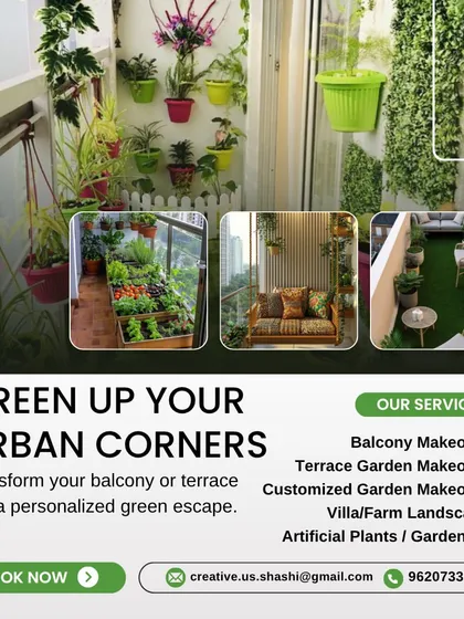This is a quick look at the possibilities for your urban corners. We offer a range of services including complete balcony and terrace makeovers, customized garden designs, and even villa landscaping. Whether you prefer real or high quality artificial plants, we can create a personalized green escape that suits your space and style.