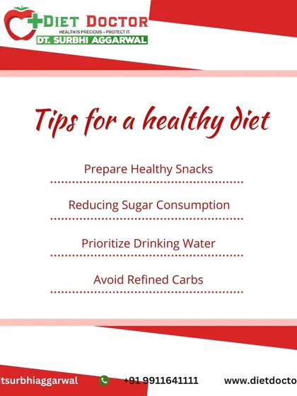 Here are four key tips for a healthier diet. I help clients prepare healthy snacks, reduce sugar consumption, prioritize drinking water, and avoid refined carbohydrates.