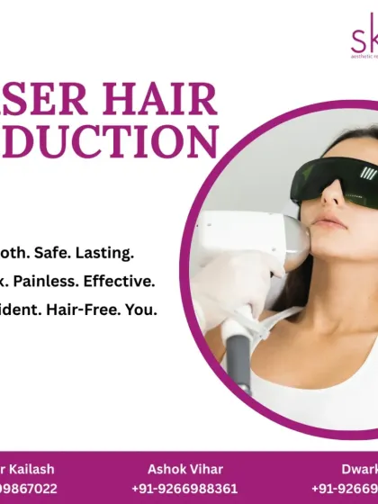 This graphic summarizes the promise of our laser hair reduction service: a smooth, safe, and lasting solution. We deliver a quick, painless, and effective treatment to help you feel confident and hair-free.