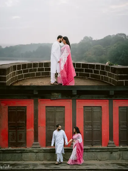 A story told in layers. For Chaitrali and Parth's pre-wedding, I used the architecture of Pune's old city to create a unique composition that speaks to their connection on multiple levels.