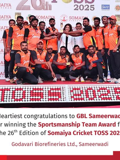 Recognizing sportsmanship is as important as winning. Here, the GBL Sameerwadi team receives the Sportsmanship Team Award, an integral part of our event philosophy.