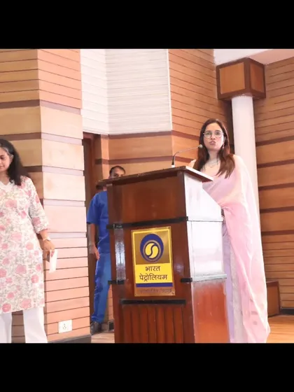 Speaking at a corporate wellness event for Bharat Petroleum. I customize my talks for each audience, addressing the specific health challenges and lifestyle realities of different industries to provide relevant, actionable advice.
