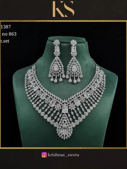 The all-white C.Z. set is a classic for a reason. Its versatility and brilliant sparkle make it a must-have in any jewellery collection.