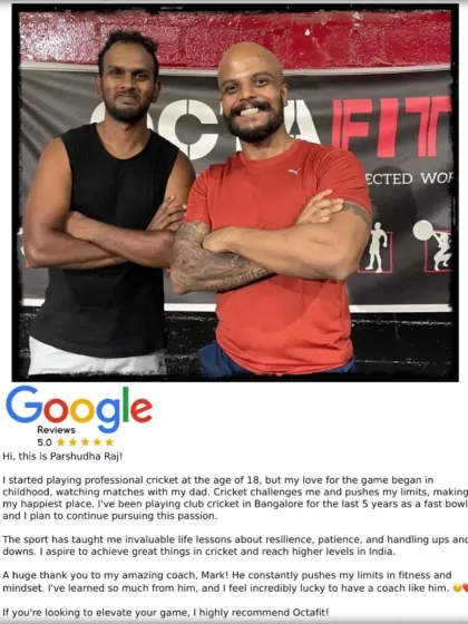 We are proud to train athletes like professional cricketer Parshudha Raj. Our sport-specific programs are designed to elevate performance by building functional strength, conditioning, and a warrior mindset.