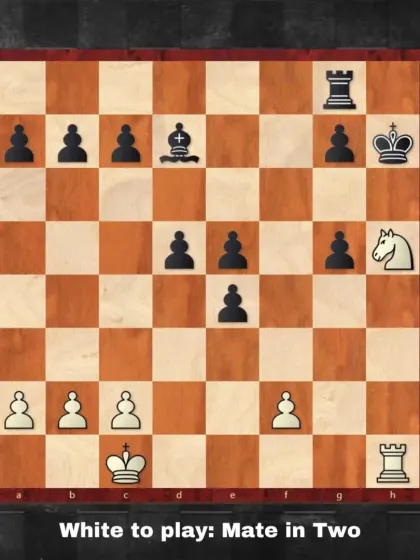 It's White's turn to play in this position. Your challenge is to find the sequence of moves that leads to a checkmate in two.