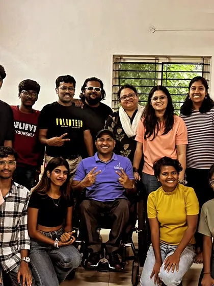 A group of happy volunteers after a productive art and craft session at Eka. We used waste materials to create beautiful and educational displays for children with disabilities.