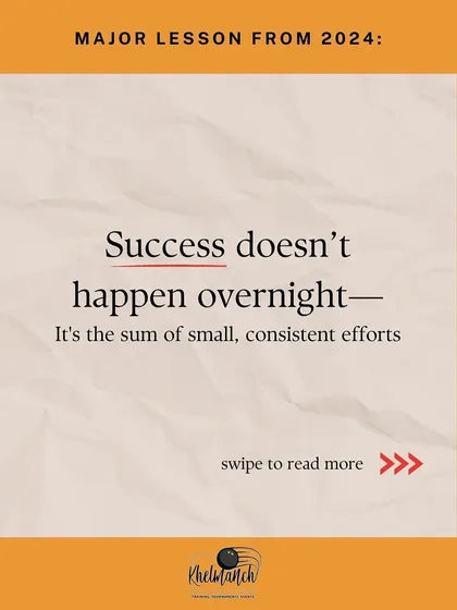 Success is never overnight. It's the sum of small, consistent efforts. This is a core lesson we impart to all our players on their journey to improvement.