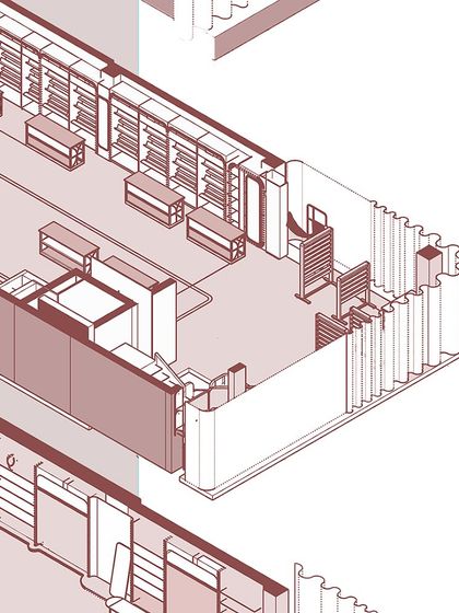 A detailed axonometric drawing of the second floor of the Nalli store, designed for wedding couture and festive wear.