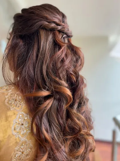 A close-up of the twisted half-updo, showing the detail and texture.