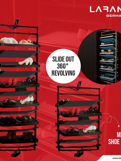 My 360-degree revolving shoe rack is designed to maintain the quality of your shoes. The slide-out feature ensures you can easily reach any pair without disturbing the others.