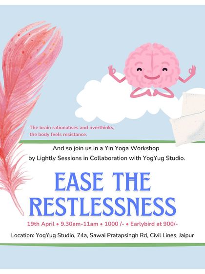 An announcement for my "Ease the Restlessness" workshop, perfect for students or anyone feeling the pressures of life. The goal is to actively rest and ground ourselves through breath.