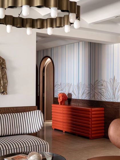 A duplicate image of the wallpaper in the living space.