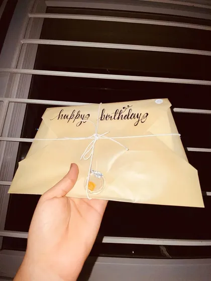 Another view of the birthday letter, showing the care and detail that goes into each one.