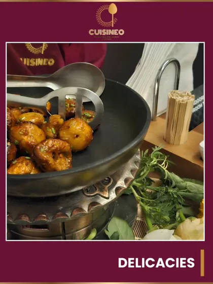 A close-up of one of our signature delicacies. We focus on creating bite-sized appetizers that are packed with flavor, perfect for guests to enjoy while mingling at corporate events.