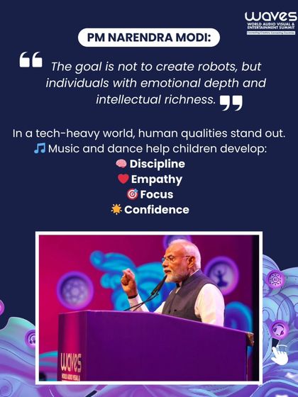 PM Narendra Modi says the goal is not to create robots, but individuals with emotional depth. Music and dance help children develop discipline, empathy, and focus.