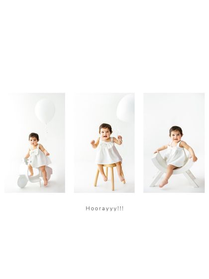 A beautiful collage showcasing a variety of poses and props from a single sitter session. This shows how we can capture different facets of your baby's personality in one shoot, from playful to serene.