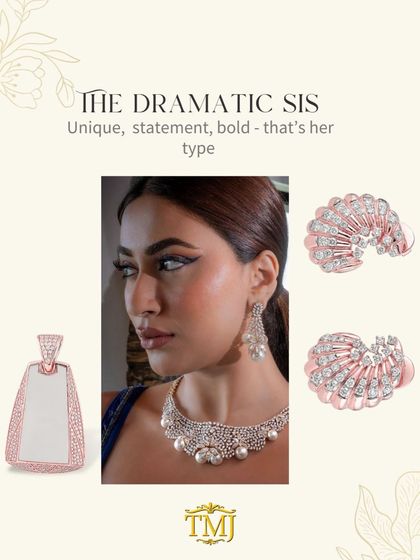 For the dramatic sister, her jewellery needs to be unique, statement, and bold. These fan-shaped rose gold earrings are the perfect match for her personality.