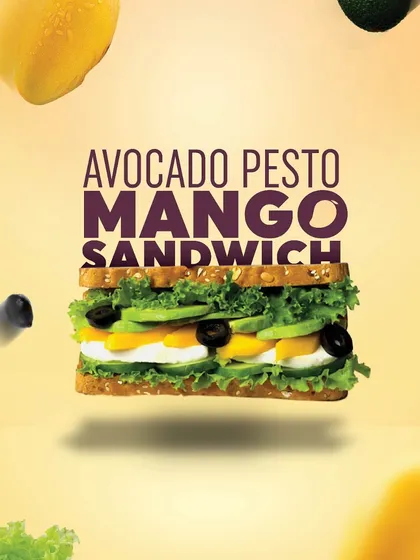 We're celebrating summer with our limited-edition Avocado Pesto Mango Sandwich. The creamy avocado and zesty pesto are perfectly balanced by the sweet, juicy mango, creating a unique flavor combination you won't want to miss.